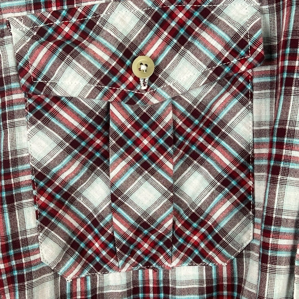 PENDLETON Large Red White Turquoise Plaid Deck Shirt Lined Classic Lumberjack - Picture 7 of 12